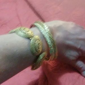 Gold tone bangles